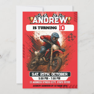 Personal Motocross Dirt Motorbike Birthday any age Invitation