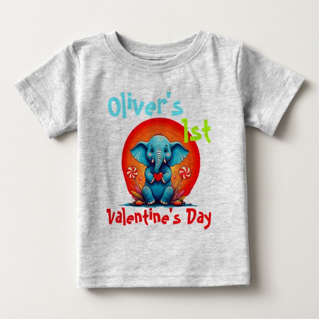 Personal My FIRST VALENTINEs Baby Elephant Toddler T-Shirt (Front)