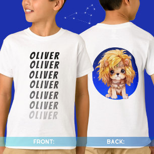 Personal name Astrology Zodiac sign Leo front back T-Shirt