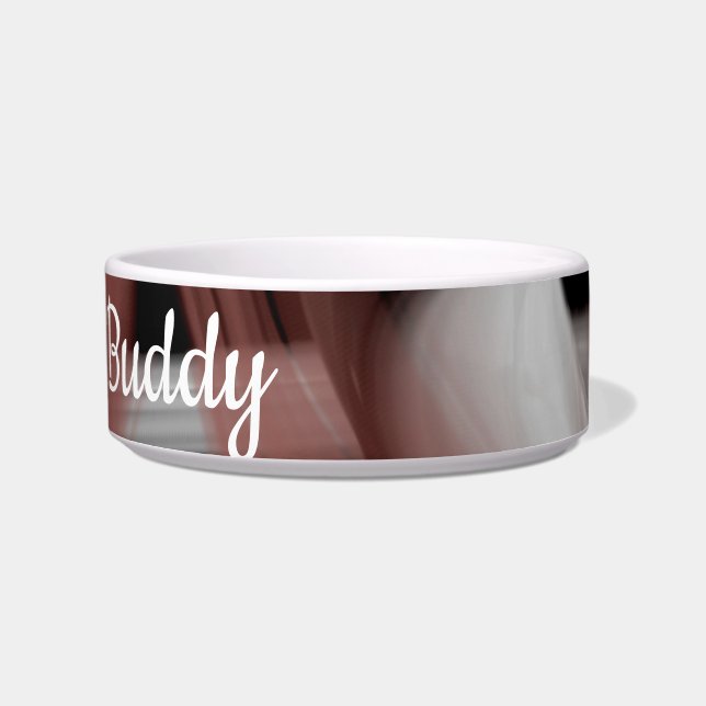 Personal Name Ceramic Pet Bowl Trend Abstract  (Front)