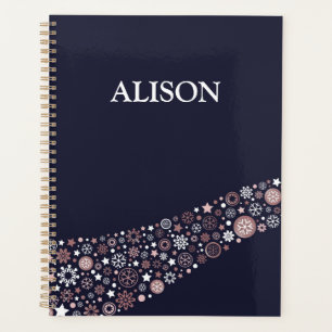 Personal name christmas winter pink snowflakes planner