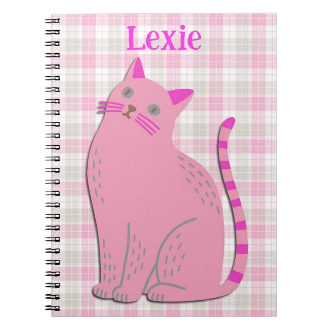 Personal Name Kitty Cat Journal in Pink (Front)