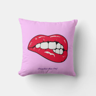 Personal Name Lips Hot Pink Girl Cushion