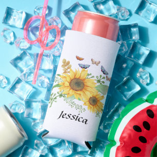 Personal Name sunflower spring Seltzer Can Cooler