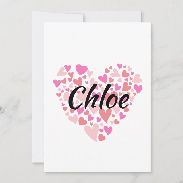 Personal Name with hearts  Invitation (Front)