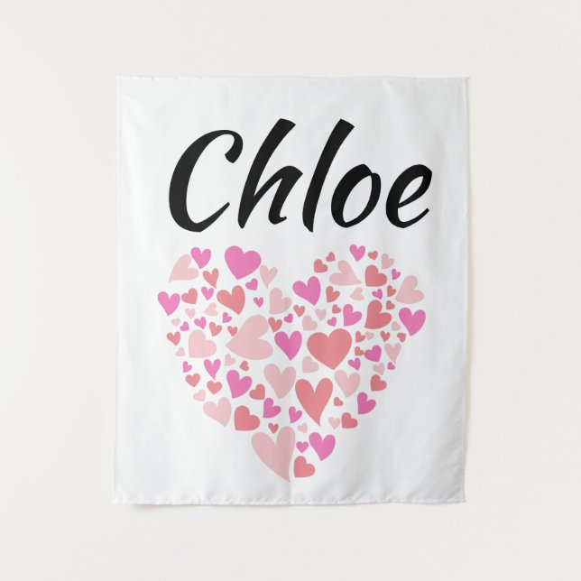 Personal Name with hearts Tapestry (Front)