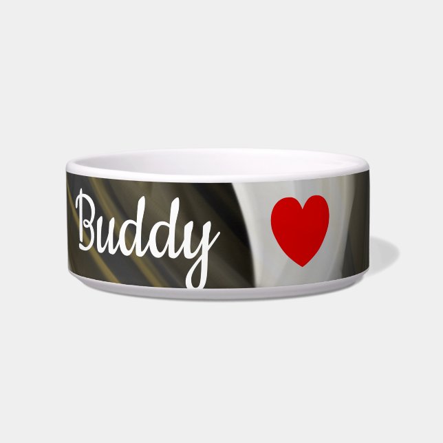 Personal NameCeramic Pet Bowl Trend Abstract Black (Front)