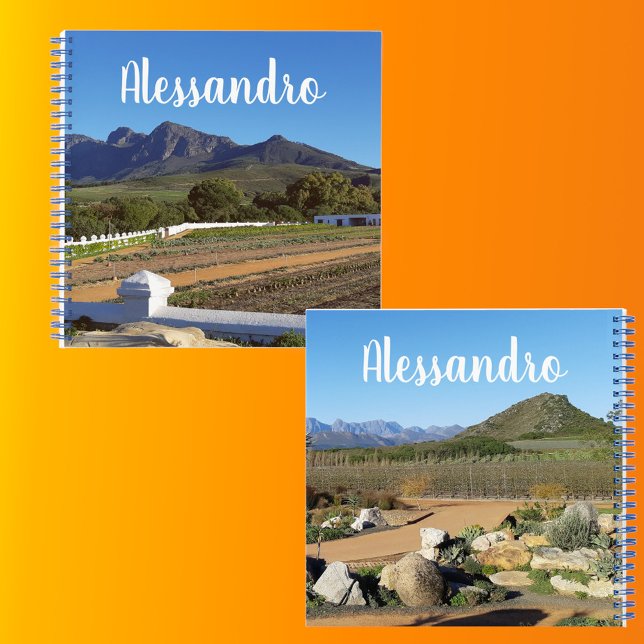 Personal Named Mountain Farm Garden Photo Notebook (Back & Front with Background)