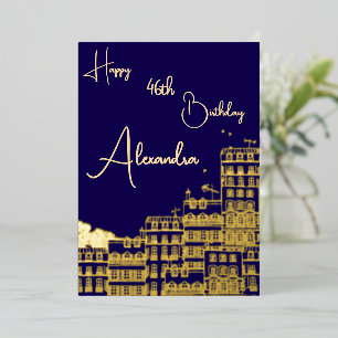 Personal Navy & Gold Named & Aged Birthday Card