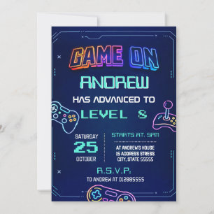 Personal Neon Video Game Birthday Invitation