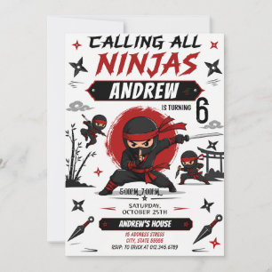 Personal Ninja Birthday party for boy Invitation