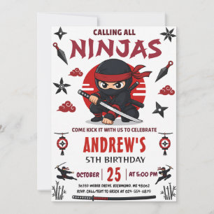 Personal Ninja Warrior Party birthday Invitation