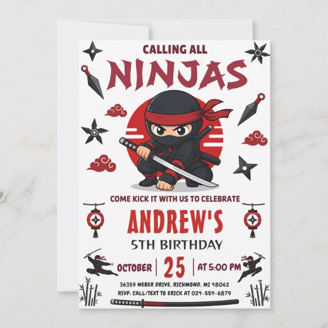 Personal Ninja Warrior Party birthday Invitation (Front)
