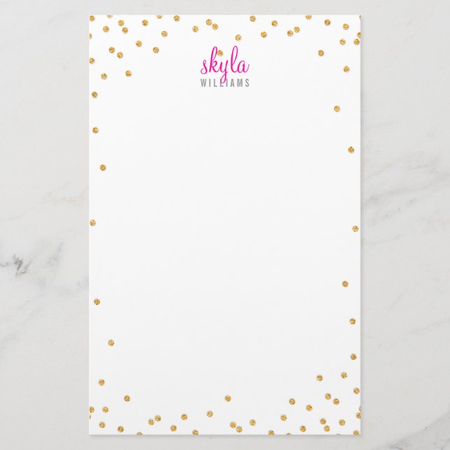 PERSONAL NOTE mini spot confetti bold gold glitter Stationery (Front)