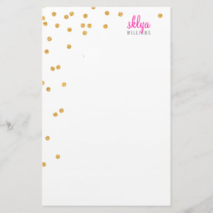 PERSONAL NOTE polka dot confetti bold gold glitter Stationery