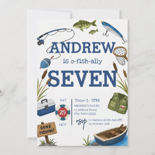 Personal o-fish-ally Fishing Birthday Invitation