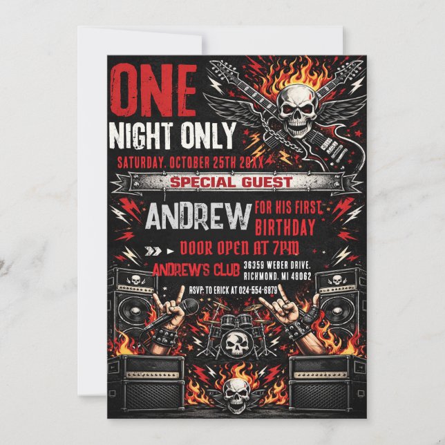 Personal One Rocks Birthday Invitation (Front)