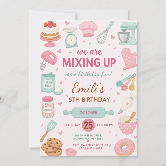 Personal Our Little Chef Baking Birthday Invitation (Front)