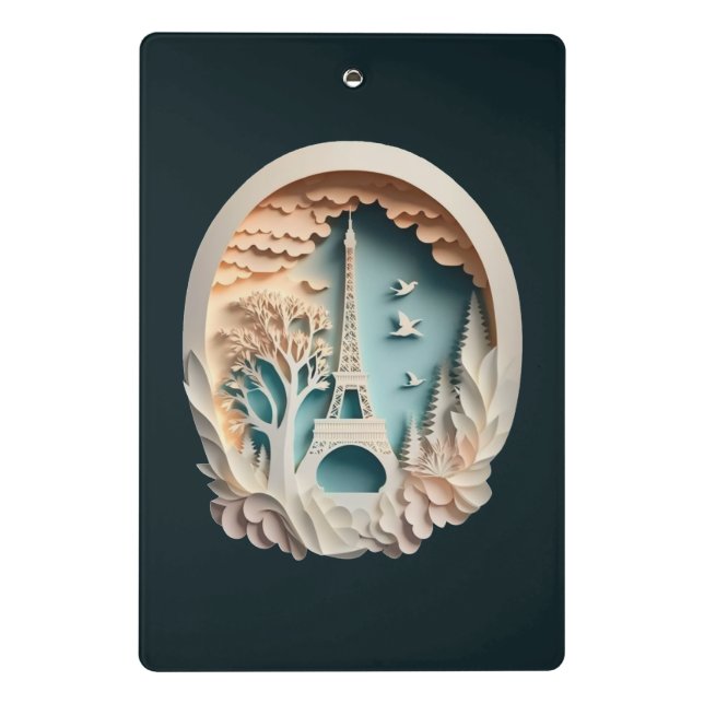 Personal Paris Faux Papercut Style Mini Clipboard (Back)