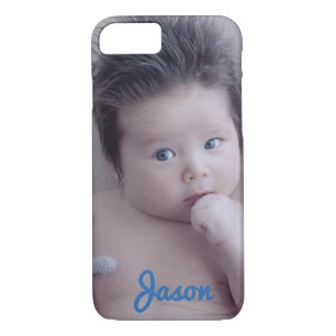 Personal Photo and blue text Case-Mate iPhone Case