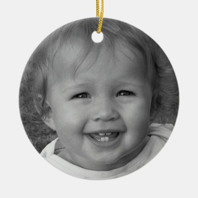 Personal Photo and Custom Text Red Beams Ceramic Tree Decoration (Front)