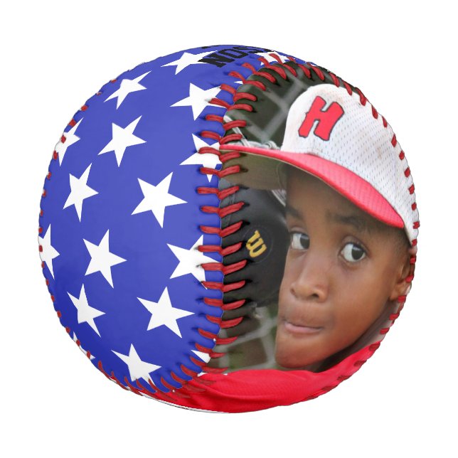 Personal Photo Baseball with Name and Year (Angled)