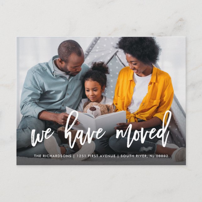 Personal Photo | Brush Script Moving Announcement Postcard (Front)
