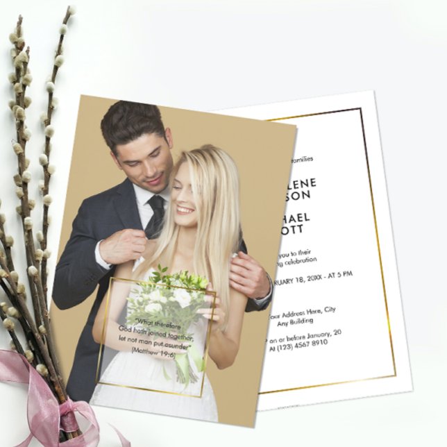 Personal Photo Gold Frame Wedding Invitation (Creator Uploaded)