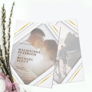 Personal Photo Modern Gold Frame Wedding Invitation