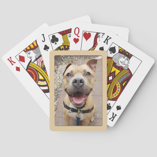 Personal Photo Tan Portrait Frame Playing Card (Back)