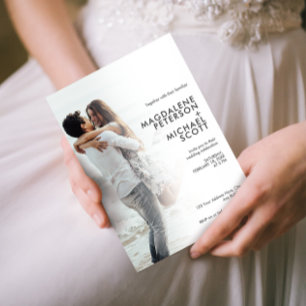 Personal Photo Typography White Gradation Wedding Invitation