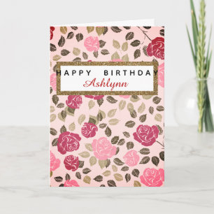 Personal Pink Floral Happy Birthday Card