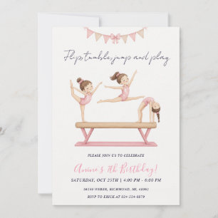 Personal Pink Gymnastics Birthday Invitation