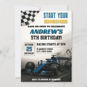 Personal Race Car Birthday party for kid Invitation