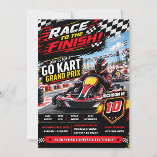 Personal Racing Go Kart Birthday Party Invitation