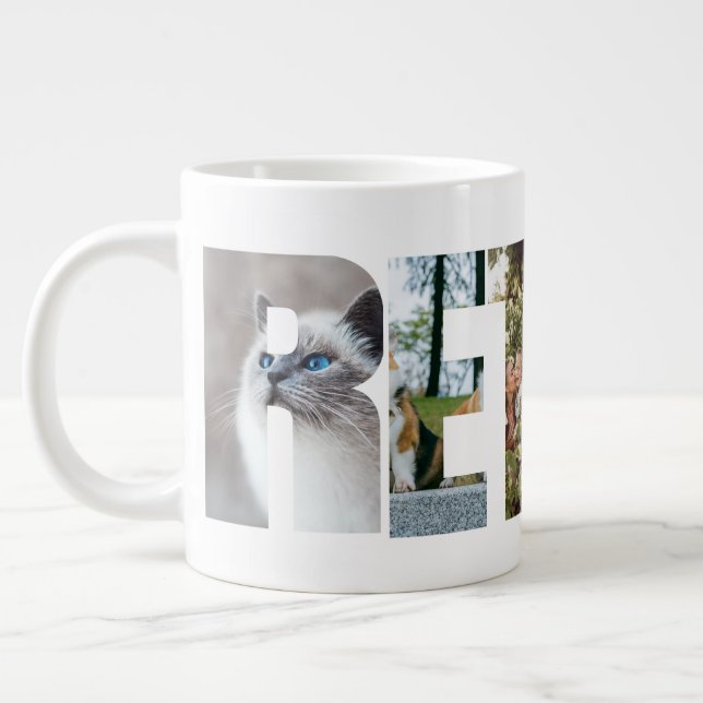 Personal Retirement Lettering Customisable Photos Large Coffee Mug (Left)