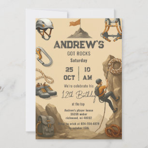 Personal Rock Climbing Birthday Party Invitation