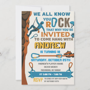 Personal Rock Climbing Birthday Party Invitation