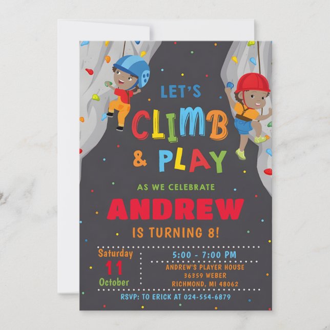 Personal Rock Climbing Birthday Party Invitation (Front)