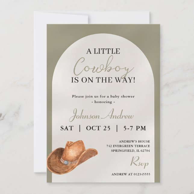 Personal rodeo Cowboy baby shower Invitation (Front)