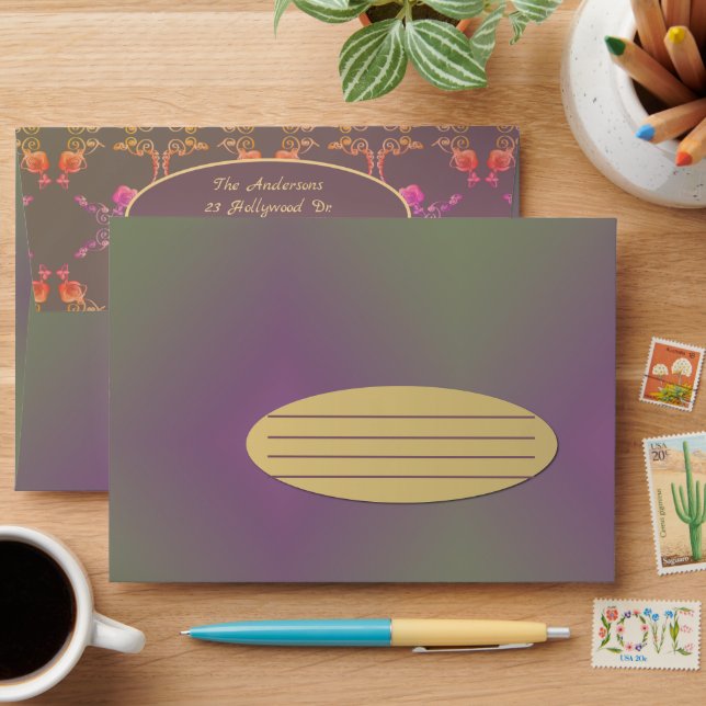 Personal Rose Hearts Stationery  Envelope (Desk)