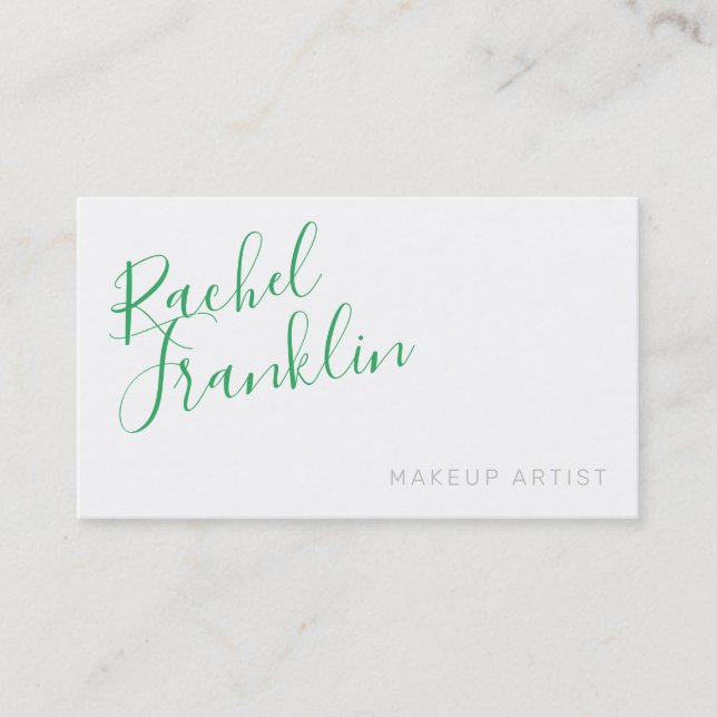 PERSONAL script name modern bold emerald green Business Card (Front)