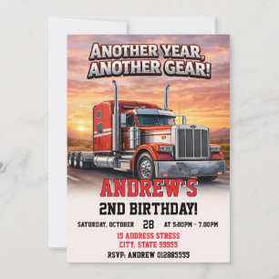 Personal Semi Truck Birthday party for boy Invitation