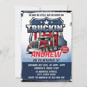 Personal SemiTruck  Birthday party Invitation