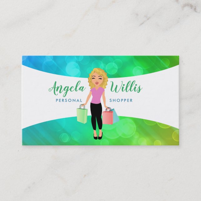 Personal Shopper Blonde lady logo Business Cards (Front)