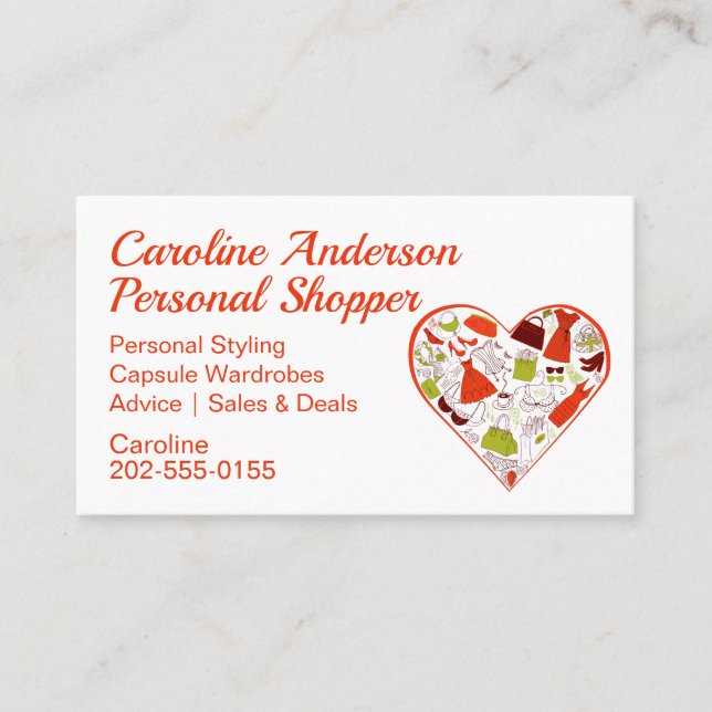 Personal Shopper Clothes Fashion Stylist Business Card (Front)