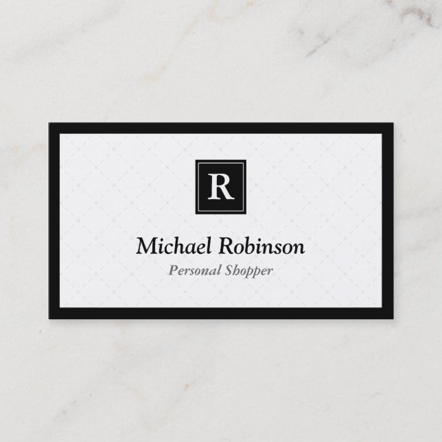 Personal Shopper - Simple Elegant Monogram Business Card (Front)