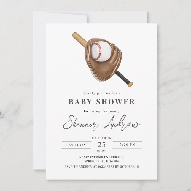 Personal Simple Baseball Baby Shower Invitation (Front)