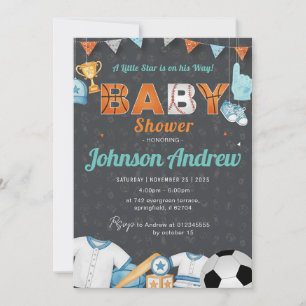 Personal Simple Sports All-Star Baby Shower Invitation