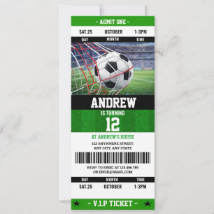 Personal Soccer Ball Ticket Birthday for kId Invitation